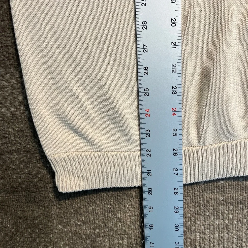 Old Navy Mens XL Vintage Cream Cotton Ribbed Knit Crewneck Sweater Beige 90s Y2K